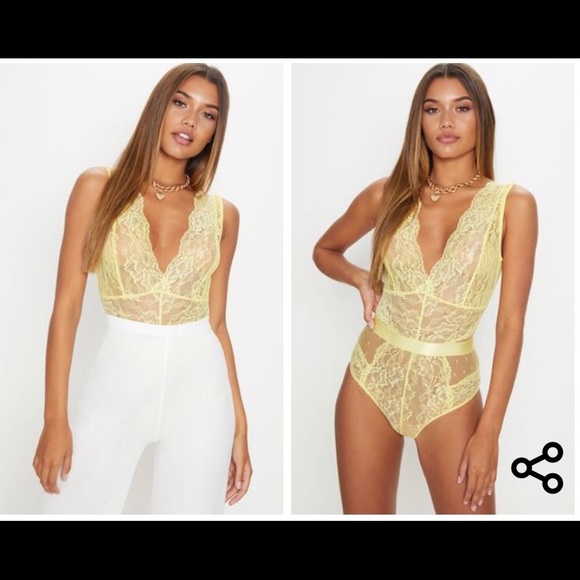 yellow lace bodysuit